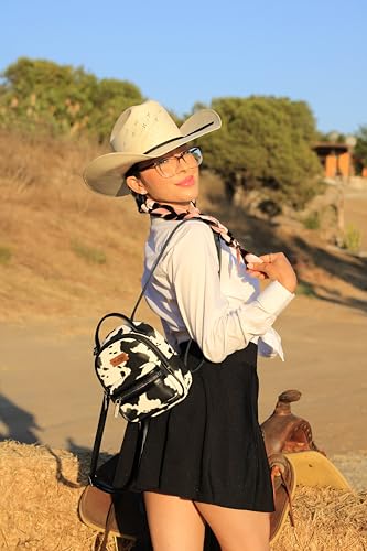Image of Montana West Wrangler Mini Backpack Cute Cow Print Backpack Purse for Girls and Women, Black WG133-8600BK