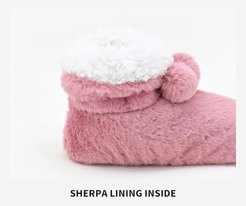 Image of DICUIRD Womens Thick & Warm Slipper Socks with Grippers - Christmas House Slippers