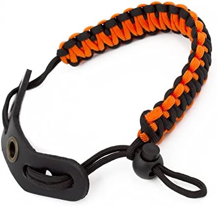 Bow Wrist Sling, 550 Paracord Strap Comfortable on Hand, Fit Compound Bow & Recurve.(Multiple Camo Options) (Orange-Black)