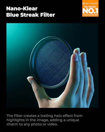Image of K&F Concept Blue Streak Anamorphic Lens Filter - Optical Glass, Blue, 72mm