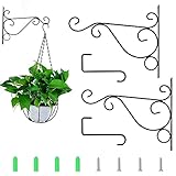 Material duradero: el gancho de pared para plantas está hecho de hierro de alta calidad, resistente y duradero, con un revestimiento antioxidante que no se cae de la pintura, lo que garantiza una larga vida útil del gancho y puede resistir la lluvia, la nieve y el sol.