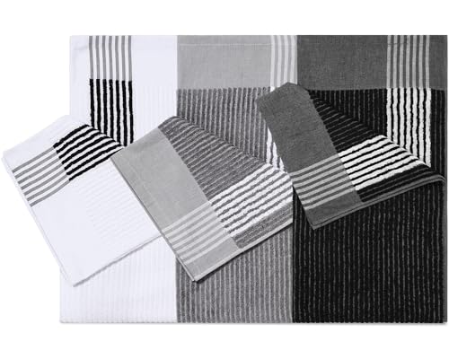 Buryeah 3 Pcs Golf Towel 22" x 44" Cotton Caddy Towel,White,Gray,Black