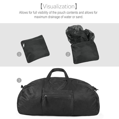 Tactical Mesh Luggage bag,50L Foldable duffel Pack,Large Capacity Range Bag For Hunting Shooting Travel Climbing Sports Gym (BK)3