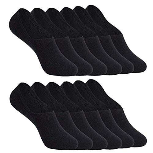 YouShow Füßlinge Damen Herren 12 Paar Sneaker Socken Ballerina Kurze Footies Unsichtbare Silikonpad Verhindert Verrutschen OEKO-TEX Standard 100?12paar,Schwarz,39-42