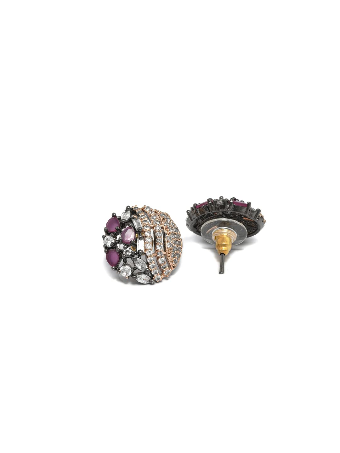 Women's Purple American Diamond Floral Studs, Elegant Gift