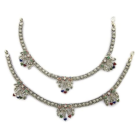 Boho Anklets for Women,Barefoot Jewelry,Indian Payal Anklet Bracelets Bollywood Kuchi Gypsy Hippie Style Fashion Jewlery,Vintage Antique Finish Cover