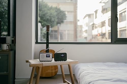 SANGEAN WFR-39 – Kompaktes, portables Internet-Radio mit WiFi, Musik-Streaming, DAB+/FM, Bluetooth - Einfache Bedienung via Control-App, Weiß-Blau