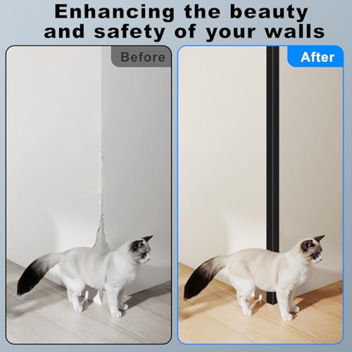Image of Black Wall Corner Protector, 4Pcs, Length 35.4in, Width 0.79in - Self Adhesive Metal Corner Protector for Aluminum Trim molding, Cabinet Edge Guard, Easy to Install