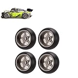 RC Drift Tire, for 128 Remote Control Car, Hard Plastic Tyres, Aluminum Alloy Wheel Rims, 5 Pointed Star Car Tires, for Wltoys k969 k989 P929 Replacement ()