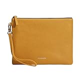 DORIS&JACKY Lambskin Leather Wristlet Clutch Purse For Women Large Soft Designer Wallet With Strap… (Goatskin-yellow, Goat-Yellow)