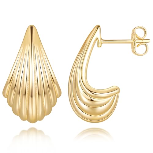 Gold Earrings 14K Gold Hoop Earrings for Women Studs Shell-Inspired Style That Stands Out Shell Stud Earring for Women - Main Image