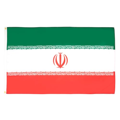 Image of AZ FLAG - Iran Flag - 3x5 Ft - 100D Polyester Iranian - Persian Banner with Two Metal Grommets - Fade Resistant - Vivid Colors - 3' x 5' Feet - 150x90 Cm
