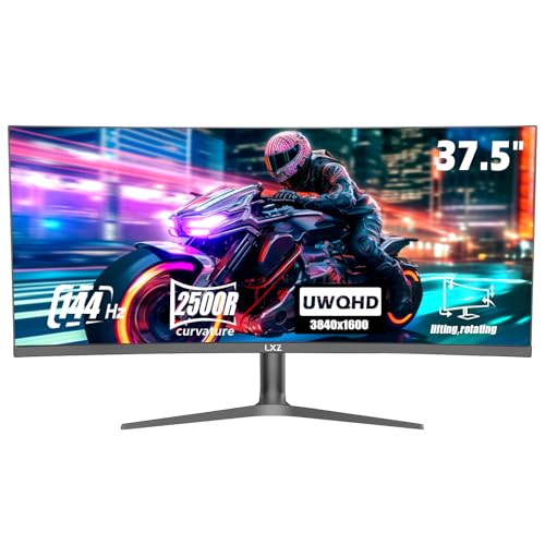 LXZ 37.5-inch Curved Gaming Monitor, 144Hz, 3840 * 1600P, 2500R, VA Display, Eye Protection, DP/HDMI Ports, Wall Mount Compatible - Black
