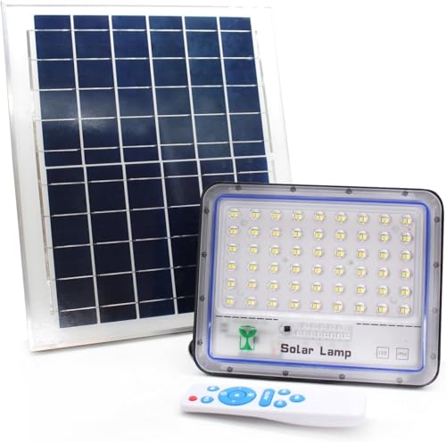 Generico FARO LED DA ESTERNO DA 2000W CON PANNELLO SOLARE E TELECOMANDO LUCE BIANCA IP66