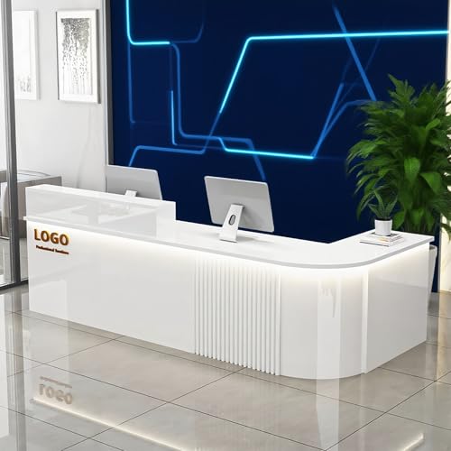 Reception Desk with Counterr, Lockable Drawers and Storage,Shopping Mall Office Cashier Receptionist Desk for Receptionists in Offices, Retail Stores, Lobbies, Shops