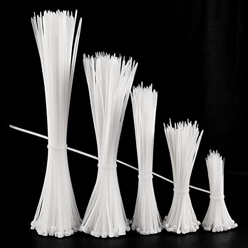 Lot de 600 serre-câbles blancs autobloquants refermables résistants aux UV et aux intempéries pour garage et atelier Cover