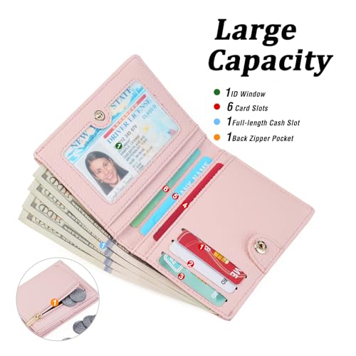 Image of GOIACII Small Women's Wallet RFID Blocking Wristlet Girls Cute Bow Mini Purse Bifold Silm Card Holder Pink