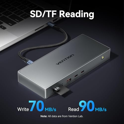 VENTION USB C Docking Station Dual Monitor 4K@60Hz, 11-in-1 DisplayLink Dock for MacBook Pro/Air/Mini M1/M2/M3/M4, Laptop Docking Station with 10Gbps USB A/C, HDMI, DP, PD 100W, SD/TF, RJ45 - Image 8