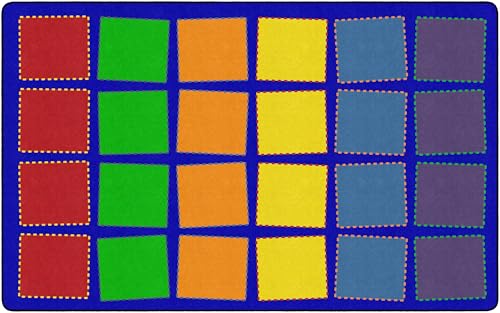 Flagship Carpets Quilted Seating Classroom Educational Area Rug for Kids and Teachers, Durable Quality for Schools, Preschool, Daycare, Learning Centers, and Home, 7'6" x 12' - Primary