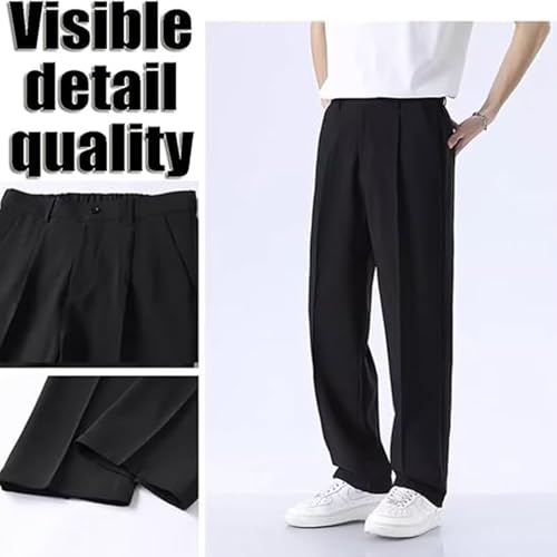 Super Stretch Ice Silk Comfort Everyday Pants for Men, Slim Fit Lightweight Straight Trousers with Pockets3