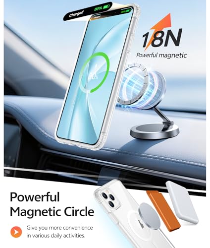 Image of FNTCASE for iPhone 11 Pro Max Case: [Compatible with Magsafe] Anti Yellowing Transparent Magnetic Phone Cover - Military Grade Shockproof Drop Proof Protective for iPhone 11ProMax 2019 Cases - Clear