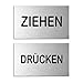 Schild Ziehen Drücken | 60x100 mm | 2er-Set l Aluminium Edelstahloptik | Nr.44664-S
