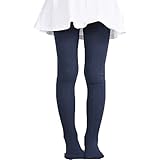 Monvecle Girls' Thick Cotton Stockings Socks Stretch Cable Knit Footed Tights Navy 6-8