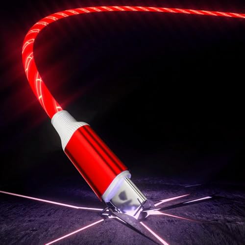 Image of IHAO Starry Light-Up USB Cable USBC to USBC Cable Durable PD Fast Charging Cable with Visible Current Flow As Night Light Use-C to C Star Red