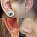 Silver Flat Back Stud Earrings, 18G 316L Surgical Steel Internal Thread CZ Studs Hypoallergenic Conch Cartilage Helix Tragus Piercing Jewelry Lip Labret Medusa Nose Studs for Women Men S Set