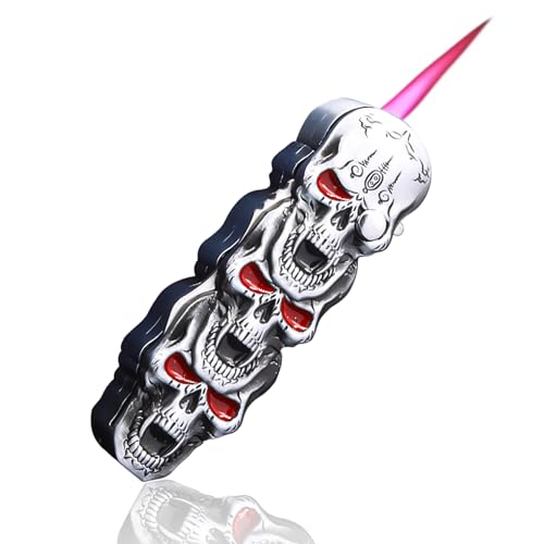 Encendedor de llama tipo soplete diseño calavera metálica