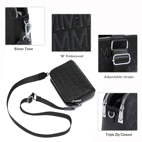 MKP COLLECTION Crossbody Bags for Women Small Shoulder Purses with Adjustable Wide Strap, Triple Zip Design3