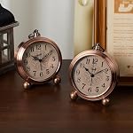 4.5" Battery Operated Antique Retro Analog Metal Alarm Clock, Silent Bedside Desk Clock, Wall-Hanging Vintage Clock(Vintage Bronze) - Image 2