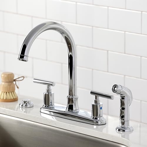 Kingston Brass FB7791CMLSP Manhattan 8" Centerset Kitchen Faucet, Polished Chrome by Kingston Brass - Used condition - Image 4
