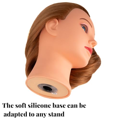 Mannequin Head Human Hair Female 80% Human Hair Mannequin Head Hair Styling Cosmetology Manikin Head Doll Head for Hairdresser with Clamp Holder and Tools