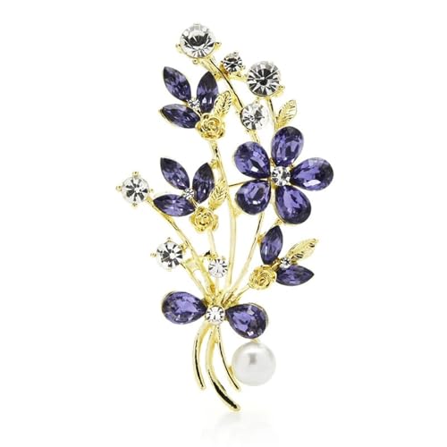 Broches à fleurs en strass violet éclatant pour veste