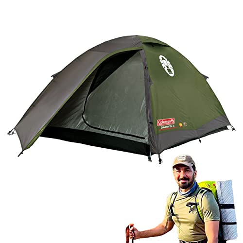 Coleman Polyester Darwin 3 Person Camping Dome Tent, 5-10 Minutes Easy Setup | Full Waterproof Fly Sheet | Suitable for All Seasons (Get a Complimentary Camper’s Multi Tool Kit) 