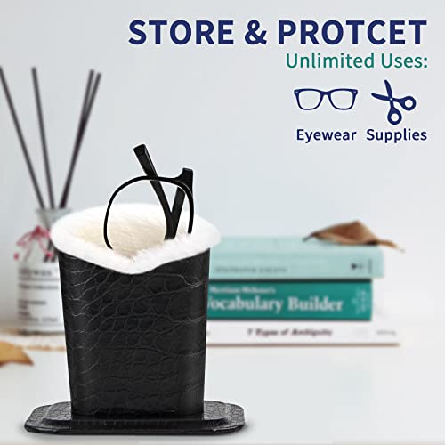 Image of Plush Fluffy Lined Anti-scratch Eyeglasses Holder Protective Glasses Stand Case