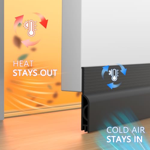 Image of Door Draft Stopper, Adjustable Silicone Weather Stripping Door Bottom Seal Blocker Air Noise, Under Door Gap Filler for Interior /Exterior Doors (Black, 39 inch)