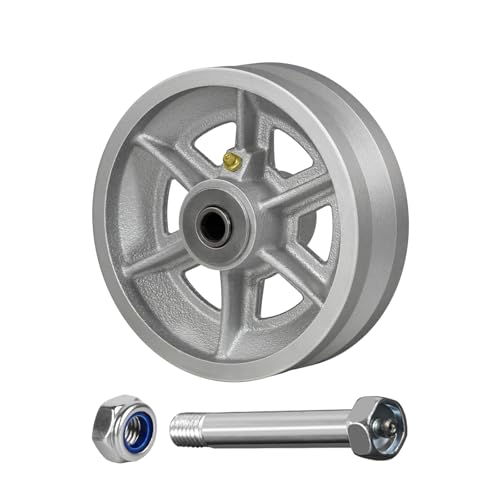 Image of 6 Inch V-Groove Steel Wheel, 7 /8 inch Wide 90 Groove, Fits 1 inch Angle Iron Track, Heavy Duty Industrial Track Wheel with Relief Groove, High Load Capacity（1 Pack）