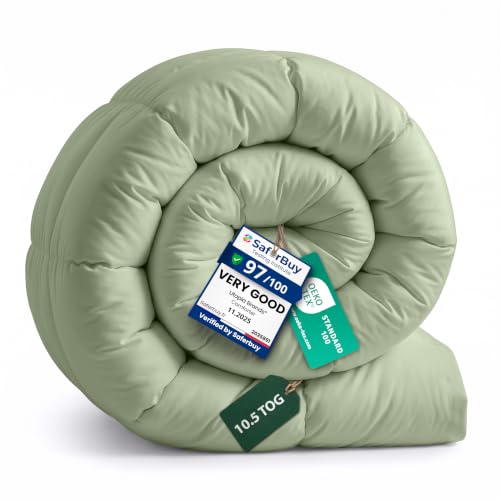 Utopia Bedding Coverless King Size Duvet 10.5 Tog Box Stitched Design Sage Green
