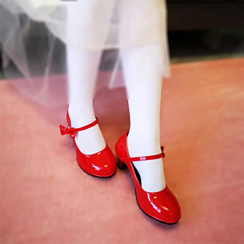 yamerbo Little Big Girls Dress Shoes-Mary Jane Shoes for Wedding School Party, Girls Patent Leather Low Heels Princess Bowknot Pumps Shoes, Girls Formal Dress Shoes for Wedding2