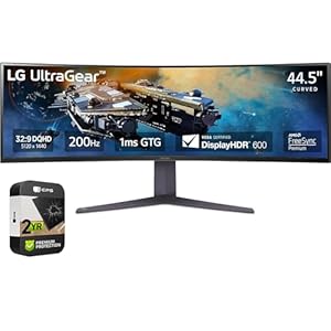 LG 45GR75DC-B 45 inch Ultragear Curved Gaming Monitor, 3-Way Adjustable Stand (Renewed) Bundle with 2 YR CPS Enhanced Protection Pack