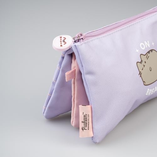 Image of Grupo Erik 3 Compartments Pencil Case - Triple Pocket, Large Cosmetic Case for Kids, Pusheen Design