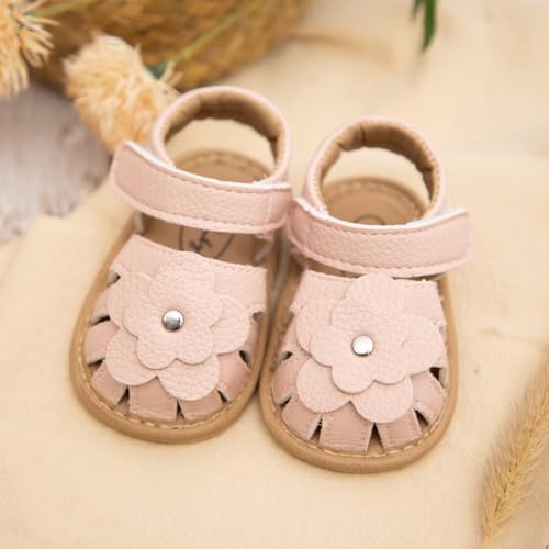 Image of Babelvit Infant Baby Girl Boy Sandals Comfort Premium Summer Outdoor Casual Beach Shoes with Flower Bowknot Anti Slip Rubber Sole Newborn Toddler Prewalker First Walking Shoes