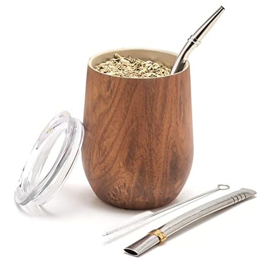 BALIBETOV Mate cup - stainless steel double wall yerba mate cup, premium argentina mate set - beautiful mate cup and bombilla set - modern yerba mate gourd - mate argentina with 2 bombilla (straw)
