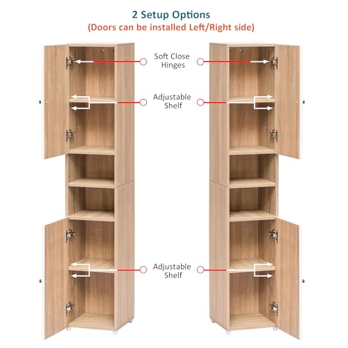Image of Rocco Lofty Bookshelf for Living Room, Bedroom, Office & Study | Soft Closes Hinges | Smooth Premium Finish (Tall Size, Stripes)