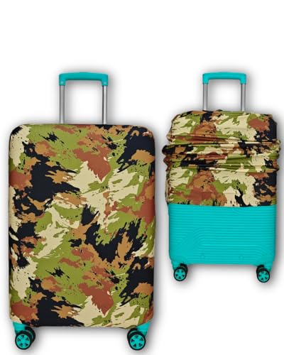 Image of Army Printed Luggage Cover for Traveling Bag & Suitcase - Stretchable & Scratchproof Trolley Protector with Velcro Lock & Lightweight Washable Material(Suitcase Not Included, Only Cover in Product)