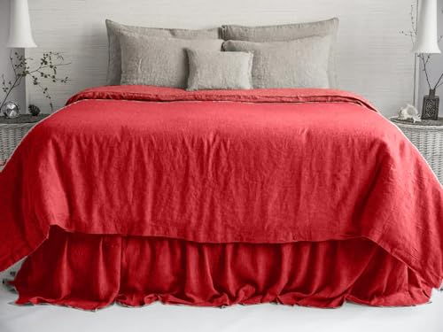 Funda nórdica 100% lino rojo 172x229 cm ropa de cama individual transpirable 2
