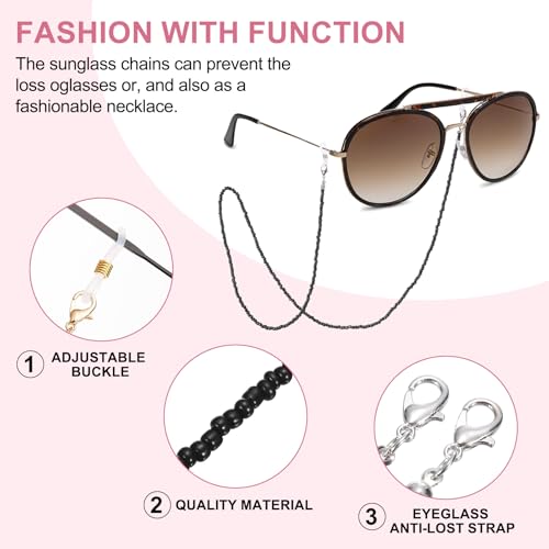 Image of uxcell Eyeglass Chains for Women, Eyeglass Holder Bead Chains Adjustable Sunglasses Lanyards Holder Chains for Glass
