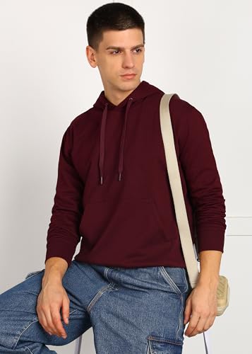Image of Alan Jones Clothing Men's Solid Hooded Sweatshirt | Drawstring Hood, Kangaroo Pocket, Ribbed Hem | Regular Fit | Sizes S-5XL | Multiple Colors